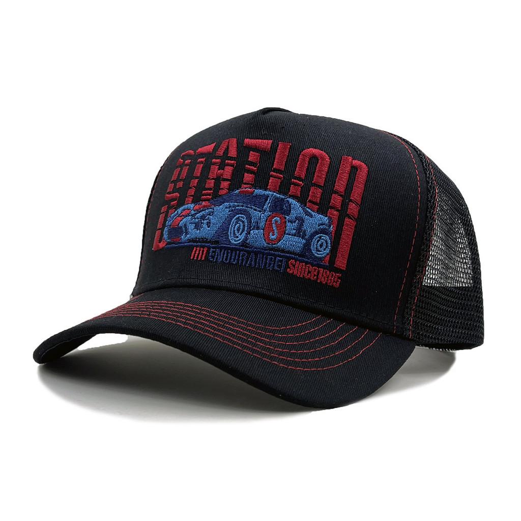 Racing Car Embroidered Baseball Cap With Breathable Polyester For Summer Sun Protection Black