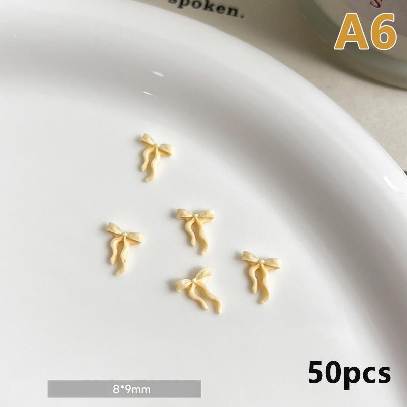 

50 шт. волнистые ленточные банты для украшения ногтей однотонные цветные банты из смолы для украшения ногтей для самостоятельного изготовления шпилек для ногтей A6