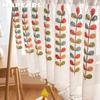 1 szt. NAPEARL Gładki haft Krótka zasłona z frędzlami Zasłona działowa do kuchni Salonu Sypialni Szafki Dekoracja domu