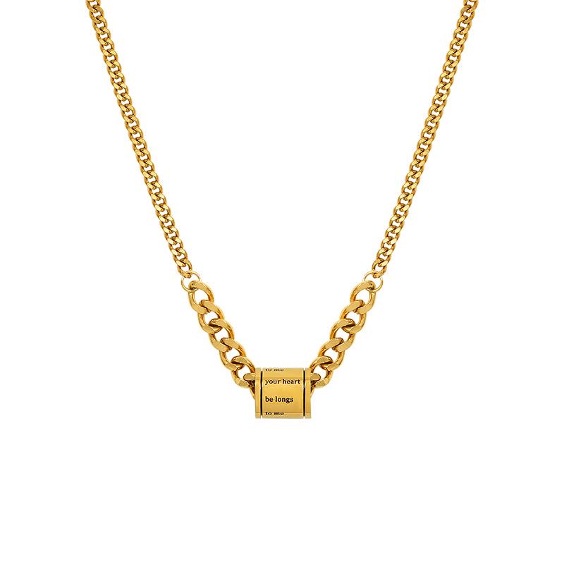 Brand French-Style Titanium Steel Drip Oil Clavicle Necklace, Hip Hop Inspired, P1010