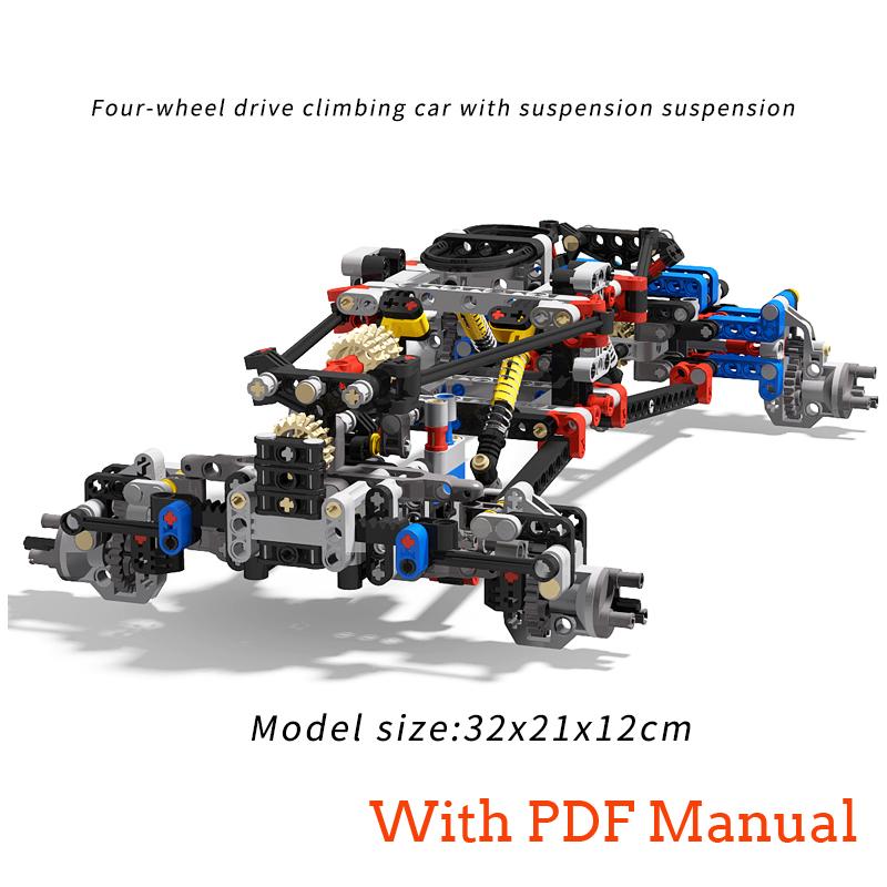 MOC Kreative Elektriske Høyteknologiske Deler Byggeklosser Elektrisk Fjernstyrt Klatrebil Modell DIY opplysende Leke barnegave