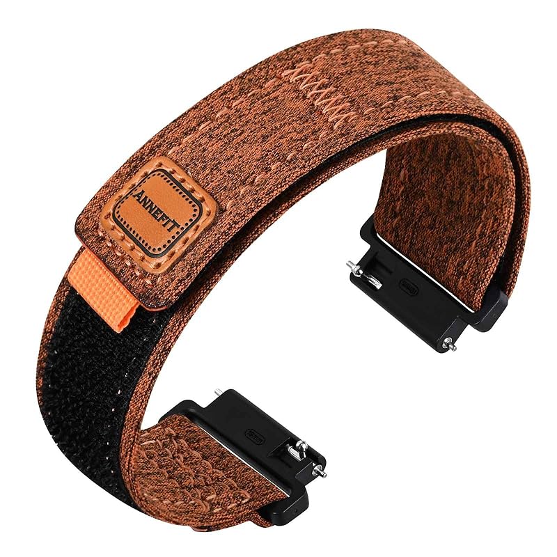 

[ANNEFIT] denim watch band casual watch replacement band cloth velcro watch strap Quick Release 22mm/brown