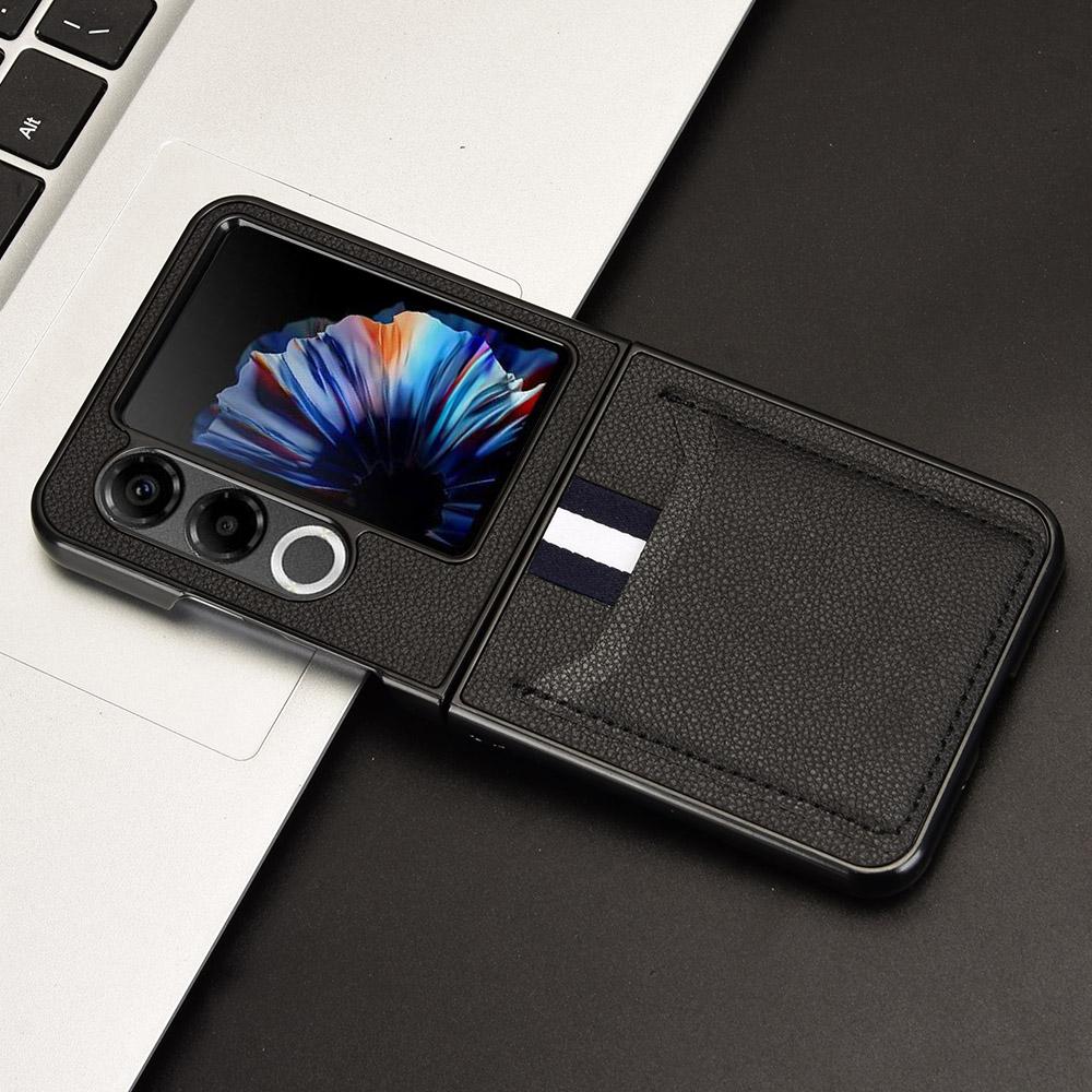 For ZTE Nubia Flip2 5G A404ZT Case Card Holder Litchi Texture Leather+PC Folding Phone Cover