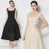 Elegant Sommer Heklet Broderi Blonder Lange Kjoler Dame   Sexy Tynn Stropp Kveldsfestkjole Vestidos De Fiesta