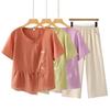 New Summer Short-Sleeve T-Shirt Set for Middle-Aged Women, Plus Size, Two-Piece Outfit, Modern Style for Mothers and Elderly Women