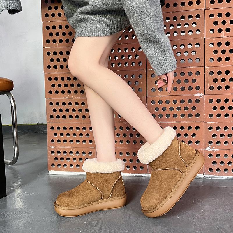 Women's Fur One Thick Sole Winter Lightweight Warm Padded Snow Boots Non-slip Wear-resistant Casual Sneakers Fur Cotton Boots