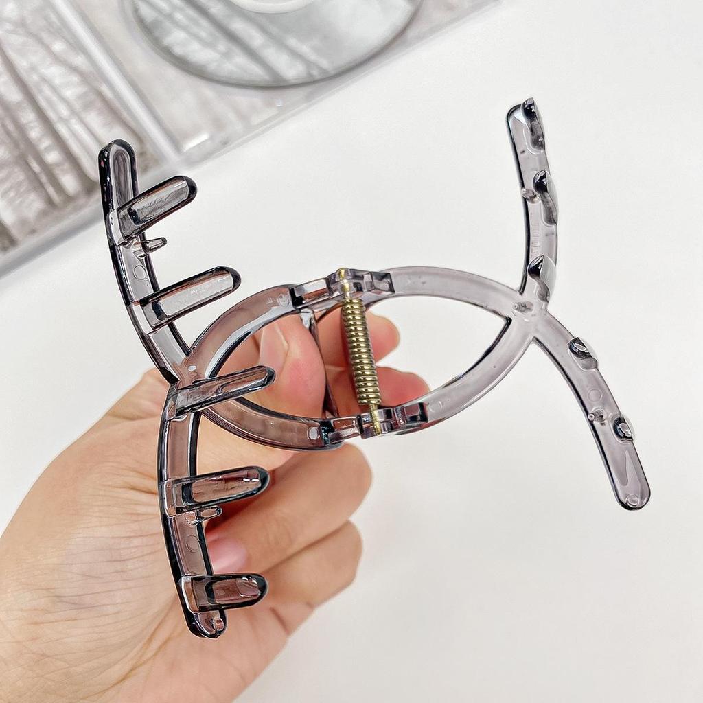 Transparent Gray Large Claw Clip - High-End Korean Hair Accessory for Women's Updos