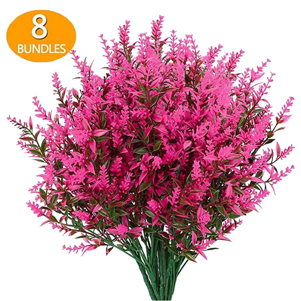 8pcs Faux UV Resistant Fake Flowers Artificial Plants Plastic Decor Outdoor Plastic Lavender Fake Flower Wedding Accessories