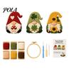 Kit Ricamo Punch Needle Kit Sottobicchiere Gnomo, Set Artigianale Fai da Te con Tessuto Pre-Stampato Filato Rilassante Telaio Supporti in Feltro, per Principianti e Adulti