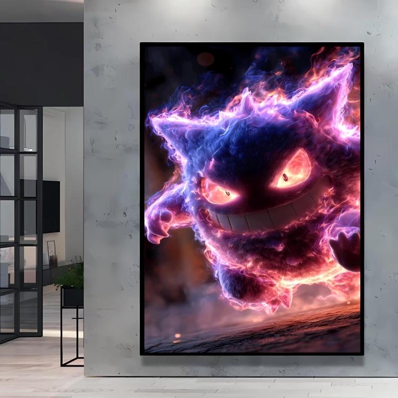 Canvas Artwork Painting Pokemon Gengar Poster Hd Prints Cartoon Character Picture Classic Modern Home Living Room Wall Decor