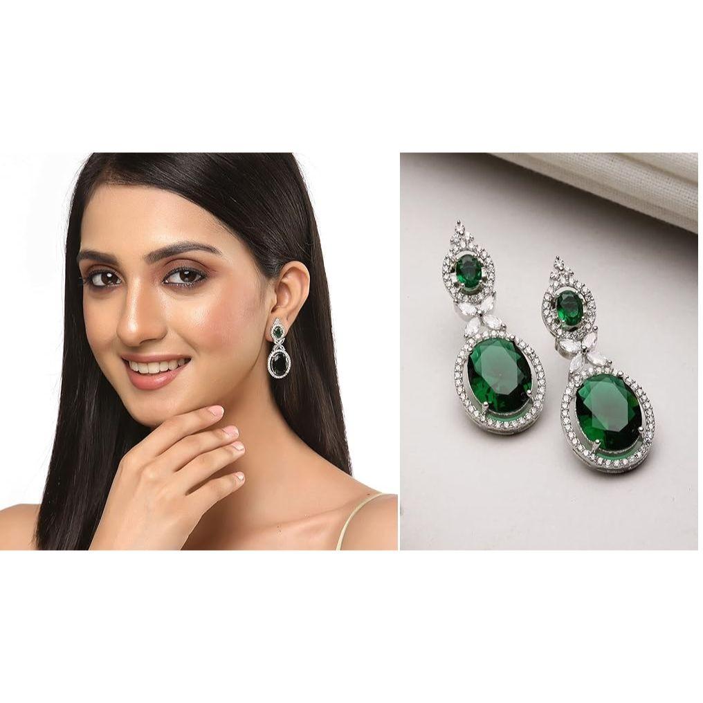 

Посеребренные серьги-капли овальной формы с американскими бриллиантами, украшения для девочек и женщин