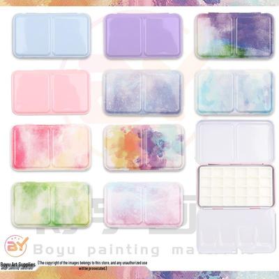 Portable Triple-Fold Tin Watercolor Box: 24/36 Colors, All-in-One 1ml Storage & Mixing.
