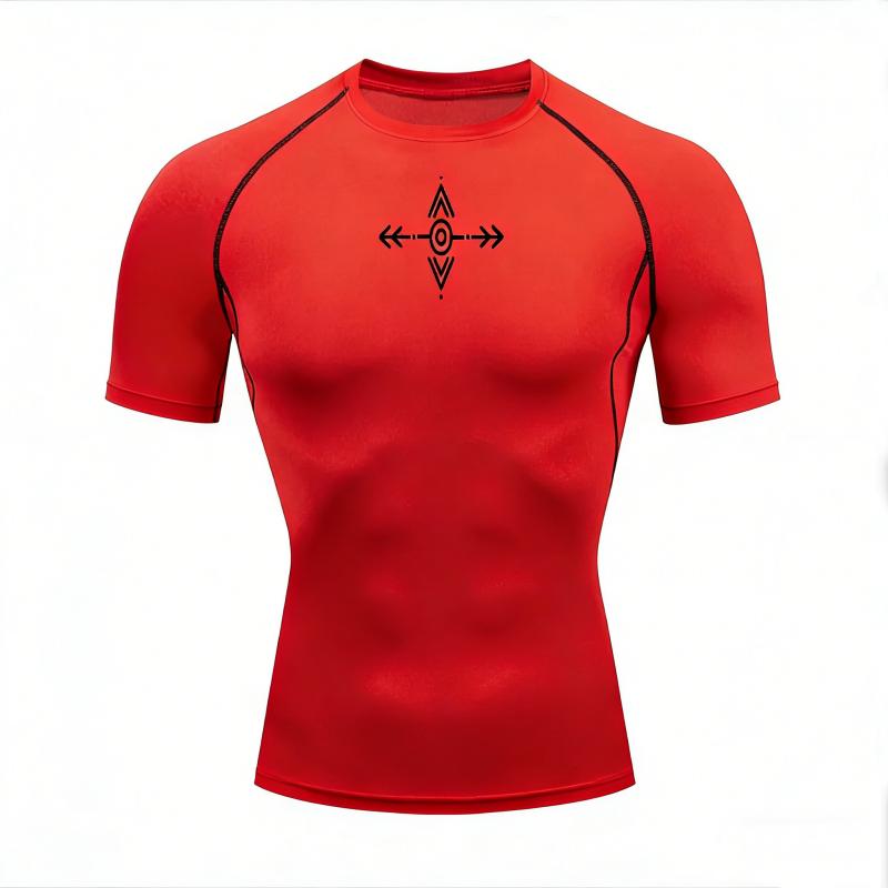 Quick Dry Men's Running Shirt Moisture Tight Sweat-Absorbent Fashion Jogging Wicking Athletic Top Breathable Lightweight Fitness Tee