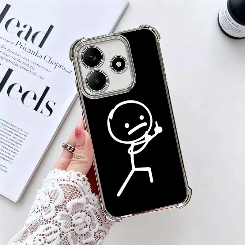 Funny Stickman Matchman Plating Phone Case For Xiaomi Redmi Note 14 15 Pro Plus 13 12 11 11S 11T 10 9S 9 5G Anti-Fall Airabag Co