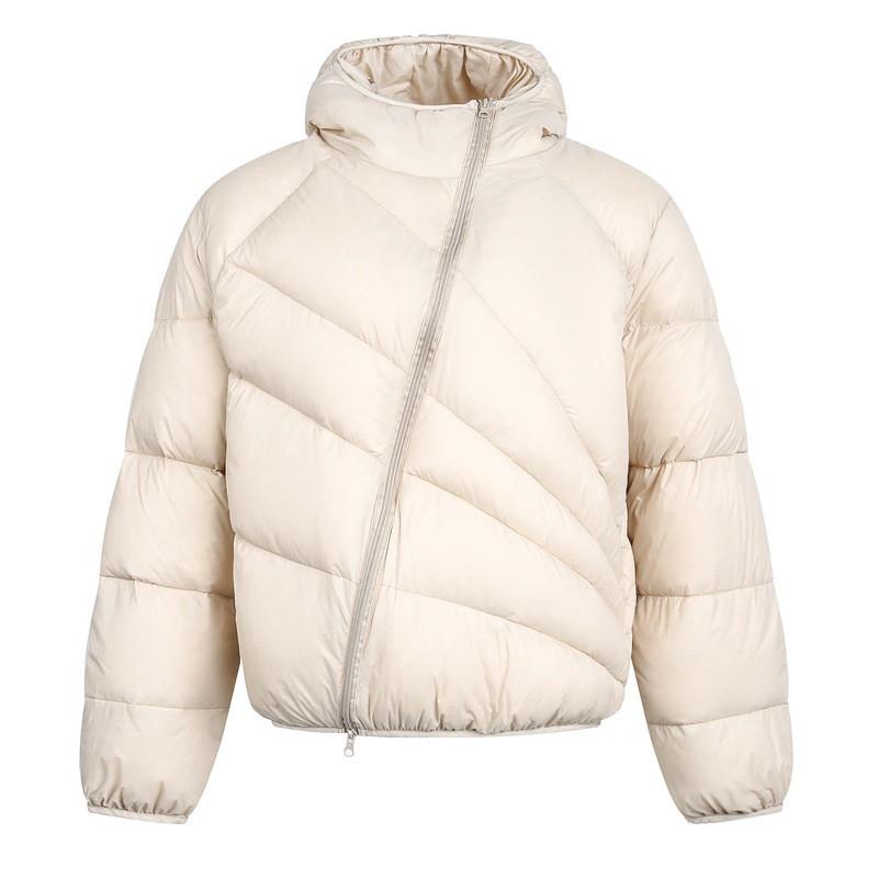 Unisex Winter Warm Hooded Softshell Down Jacket 90% White Duck 650 Fill Power Short Loose Fit