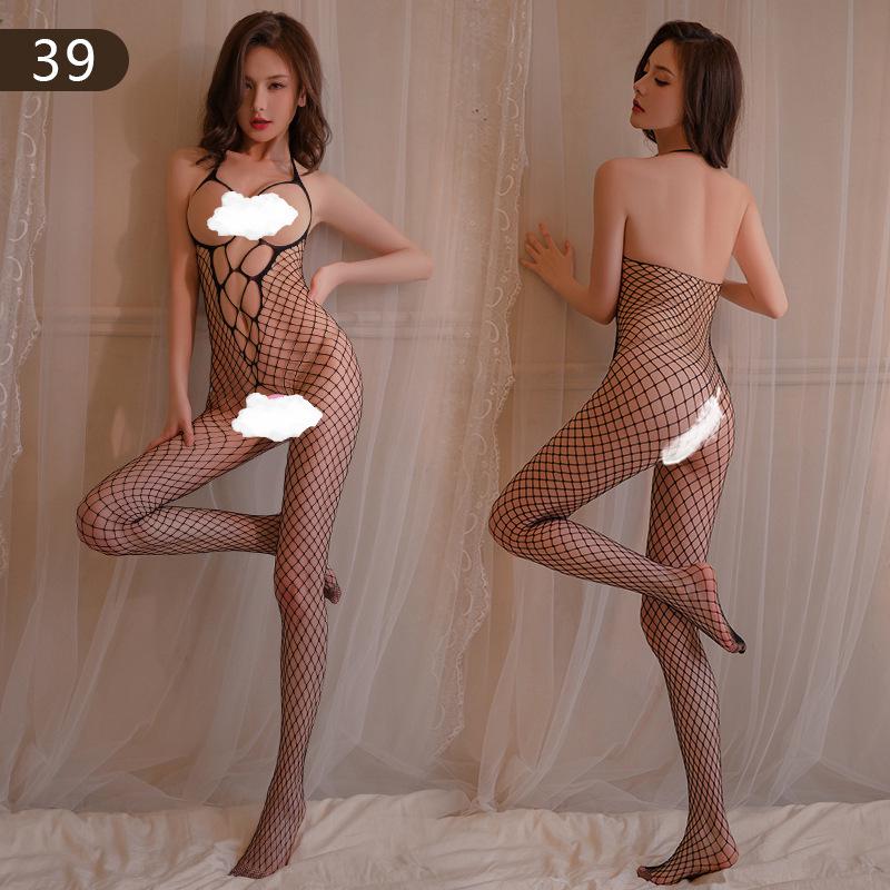 Passion Set: Sheer Open Crotch Fishnet Stockings