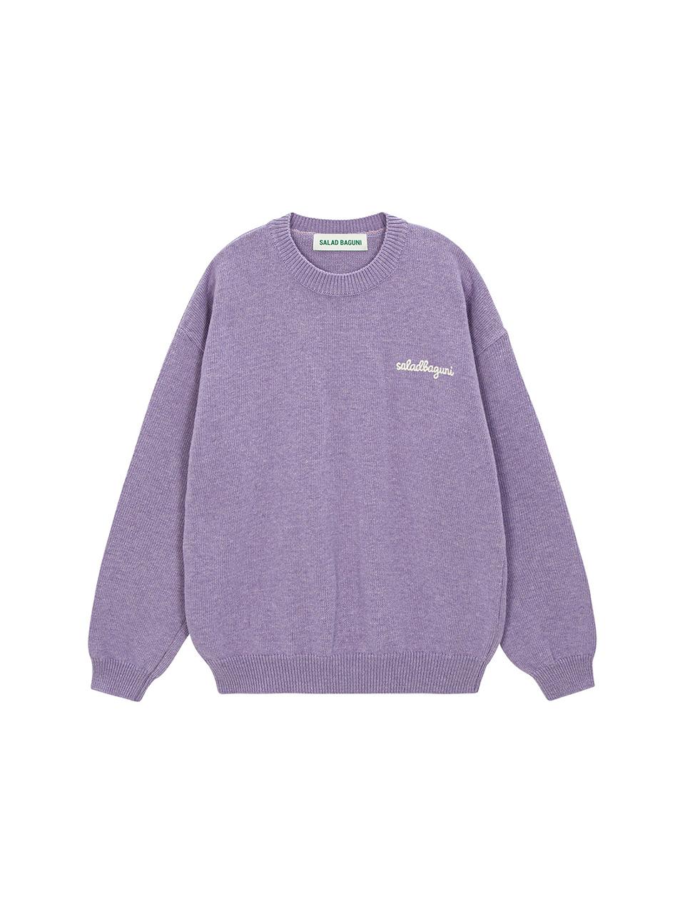 Salad Basket Lettering Semi-Over Pullover_Lilac