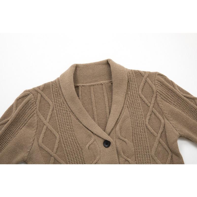 Men Loose Long Sleeve Turn Down Collar Knitted Cardigan Casual Sweater Outerwear