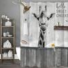 Black and White Giraffe Yellow Duck Shower Curtain, Bathroom Decorative Shower Curtain, Waterproof Shower Curtain with Hooks