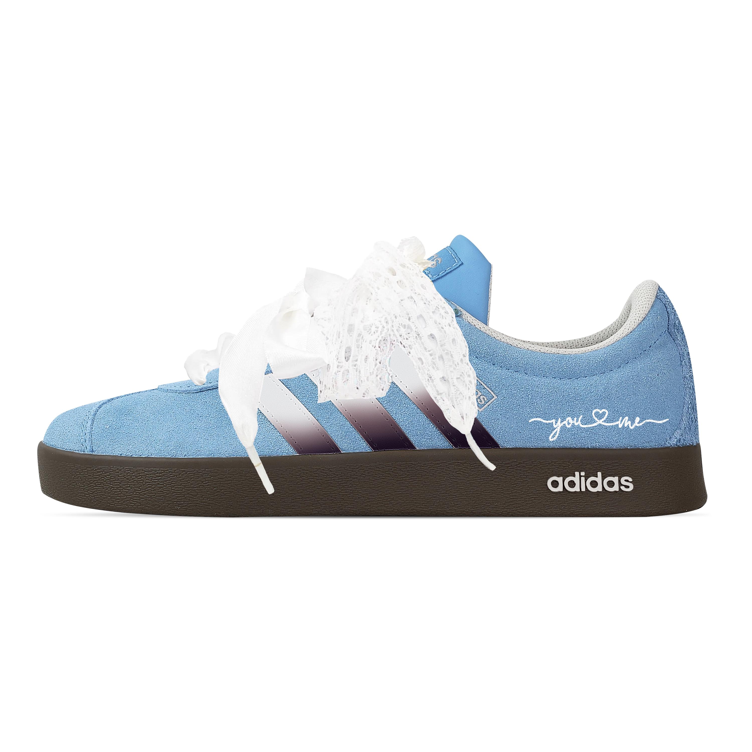 

Custom Adidas VL COURT 2.0 Dusty Blue Lace Low top German Army Trainers Unisex Blue JI0496(Team773-) 40