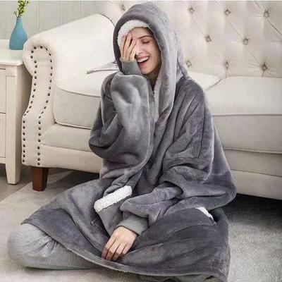 Sudaderas con capucha para mujer, manta de TV gigante con manga, ropa de invierno, Jersey cálido de felpa con bolsillo y capucha