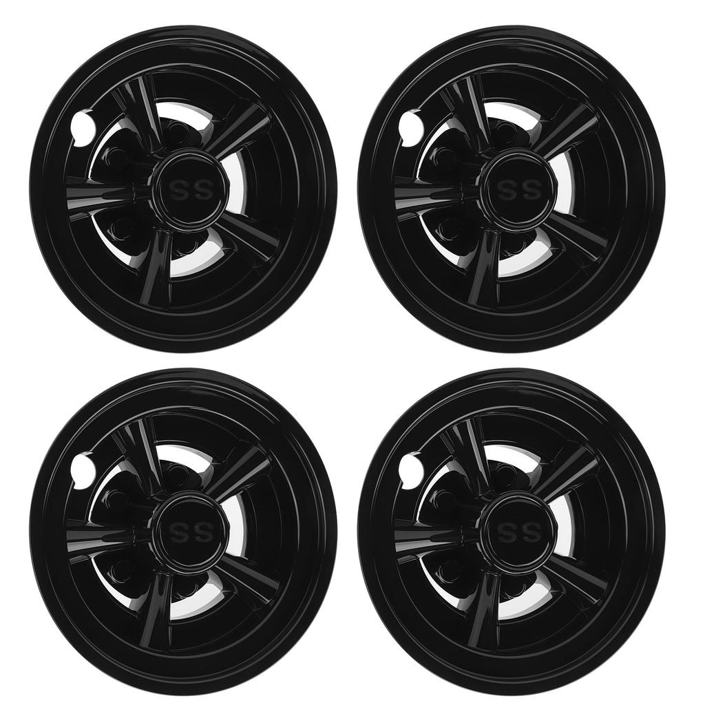 4Pcs Golf Cart Wheel Hub Cap 8 Inches Glossy Black Wind Resistance Reduction Wheel Hub Cover Replacement for E‑Z‑GO