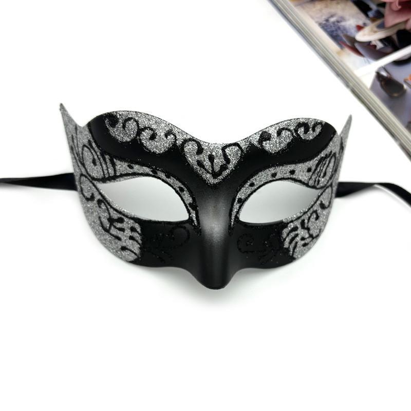 Halloweenmask med plastdesign i halvt ansikte för cosplay och kostymfester