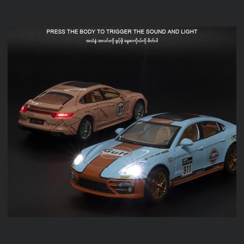 Giocattolo modello auto pressofuso in scala 1/24 Panamera, veicolo giocattolo da tirare indietro con suono e luce per bambini, ragazzi, ragazze, collezione regalo