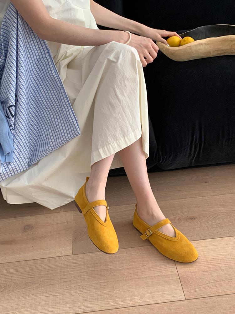 IPPEUM Red Ballet Flats Shoes For Women 2025 New Blue Round Toe Shoes Flats Mary Janes