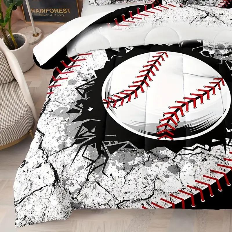 Pościel z motywem baseballowym 3D Zestaw 2-3 częściowy (Brak rdzenia) Nadaje się do Sypialni Zestaw Poszew na Kołdrę Prezent Wystrój Domu Tekstylia Sport
