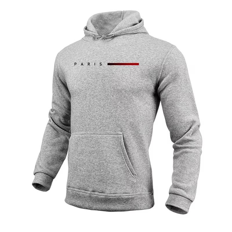 Men's Hooded Sweatshirts Solid Color Long Sleeved Pullover Paris Fashion Male Casual Sports Hoodie Home Outdoor Comfort Soft Top