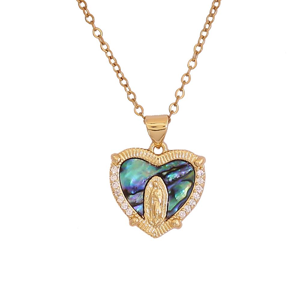Euro-American style heart shell Madonna pendant necklace, light luxury high-end clavicle chain jewelry, stainless steel