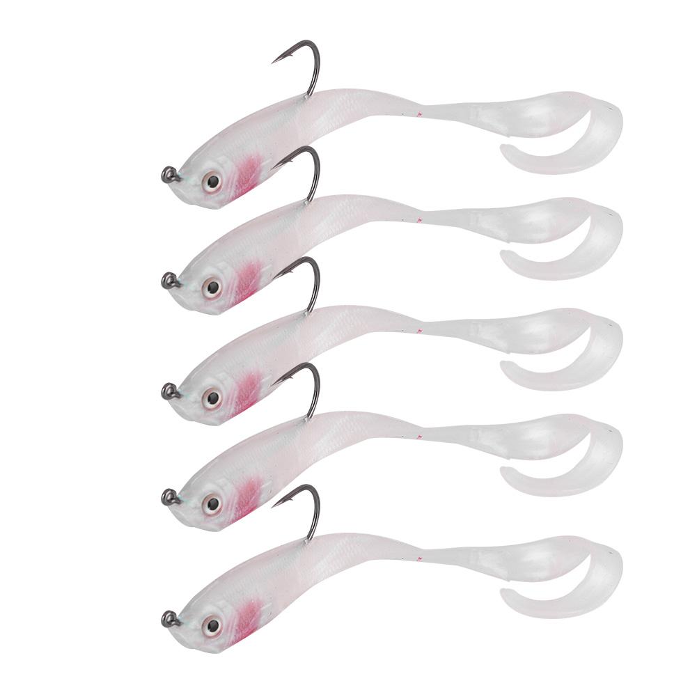5PCS Fish Lures Artificial Fake Bait Soft Lures Seabass Fishing Tackle with Hook SO050-2