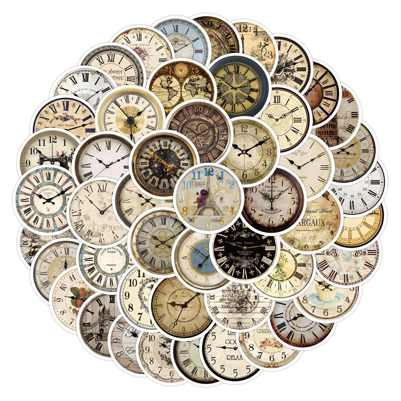 

55 New Retro Clocks Graffiti Decals Decorative Scooter Suitcase Do-It-Yourself Decals Premium Durable Quality A
