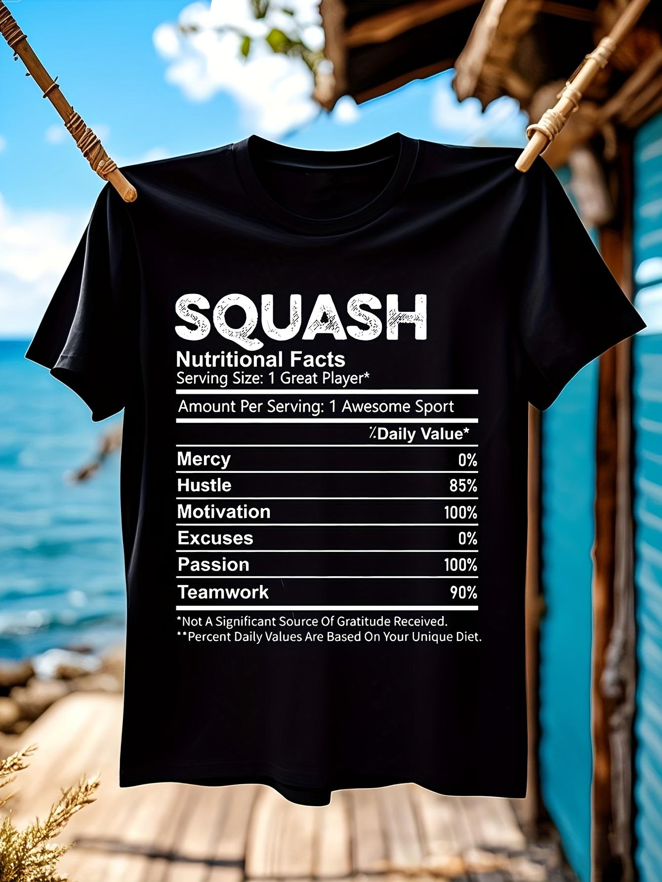 Funny Tshirt Funny Squash Nutrition Facts Parody Graphic ... L