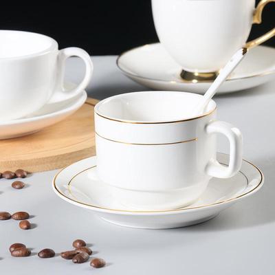 Set di Tazze da Caffè in Ceramica con Bordo Dorato di Lusso Europeo per Hotel e Tazze da Tè con Loghi Personalizzati