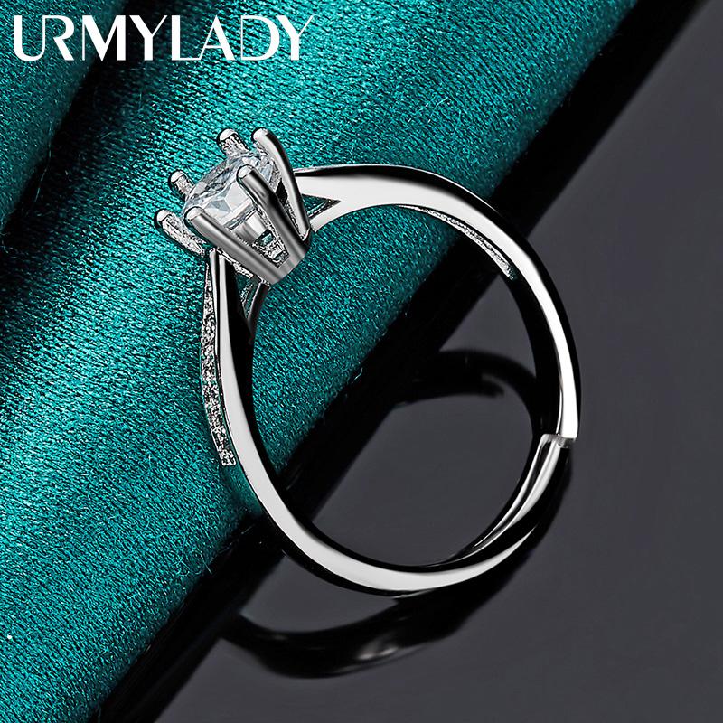 URMYLADY 925 Sterling Silver Six Claw Zircon Ring For Women Wedding Fashion Charm Jewelry
