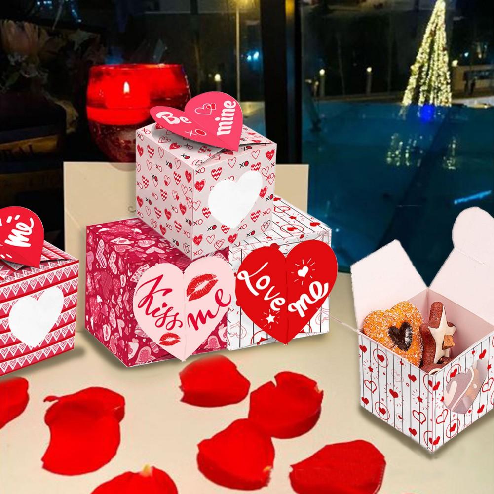12pcs/lot Valentine's Day Gift Boxes for Biscuit Cookies Heart Express Love Cardboard Packaging Candies Box Wedding Decorations
