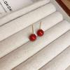 Silver Needle Ankara Red Geometric Stud Earrings Female Korean Ins Fashion Design Earrings High-end Exquisite Earrings