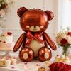 Bow Bear Aluminum Film Balloon Upright Design Boys Girls Birthday Gifts Ballons Party Decorations Anniversary Bear Balloons