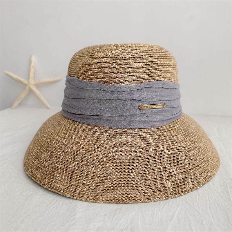 Hat Women's Summer Sunscreen Sun Hat Fisherman Straw Hat Bowler Hat Seaside Beach Hat Travel Breathable