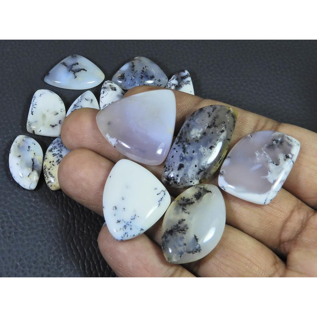 240Cts. Natural Dendrite Opal Agate Fancy Cabochon Loose Gemstone 16Pcs Lot C-2003