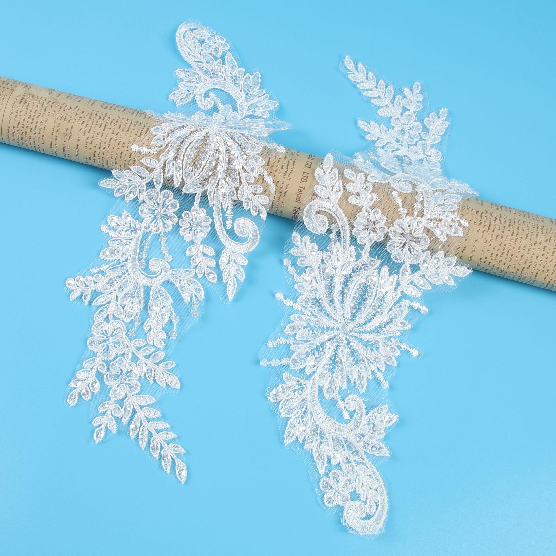 

Embroidery Car Bone Pair Flower Wedding Dress Evening Dress Children S Princess Dress Patch Pair Flower Bride Headdress Jewelry Headband Accessories Benbai/bone rope/crystal piece (32 * 11CM)