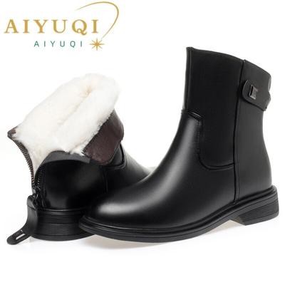 Frauen Stiefel Winter Schuhe Große Größe Nicht-slip Frauen Kurze Stiefel Aus Echtem Leder Warme Natürliche Wolle Frauen Schnee Stiefel