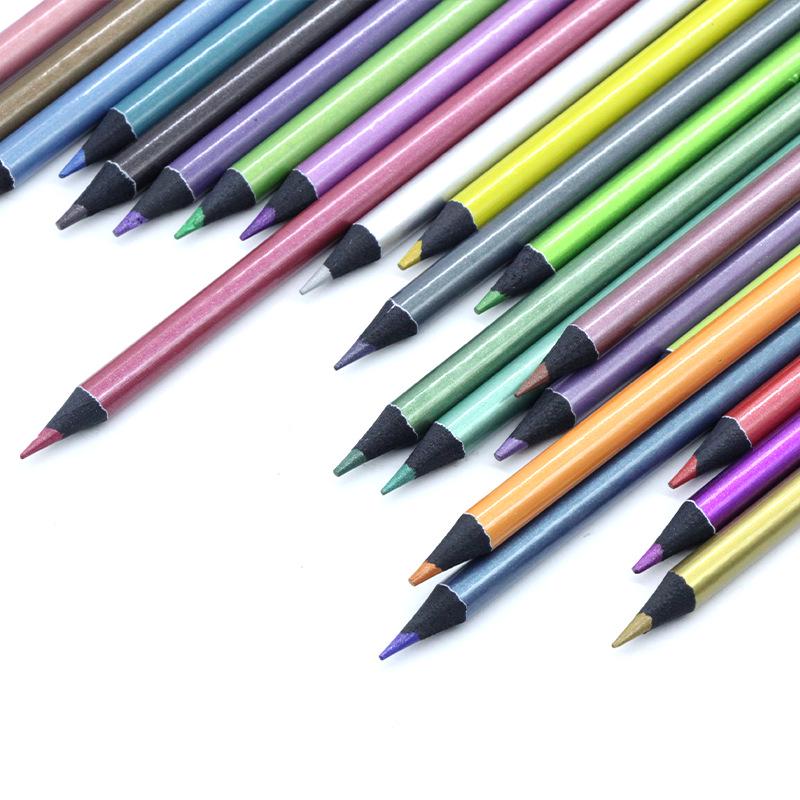 Kros24 Black Wood Metal Colored Pencils for Student Art & Creative Graffiti - Boxed Set