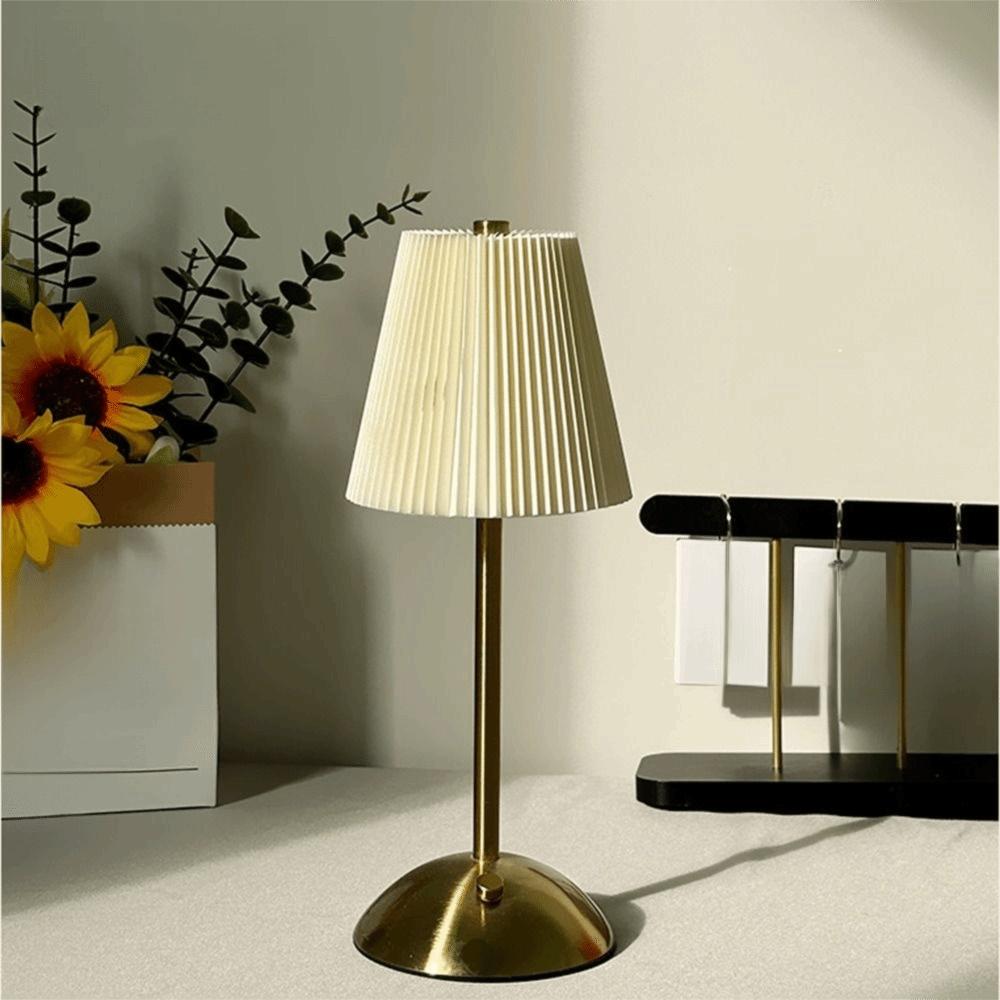 Pastoral Style Touch Bedside Lamp Fabric Shade Bedside Ambient Light LED Night Light  Restaurant