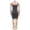 C7167 Vestido e Saia Curta Fashion Feminino Sexy Slim Fit com Pedrarias e Tiras