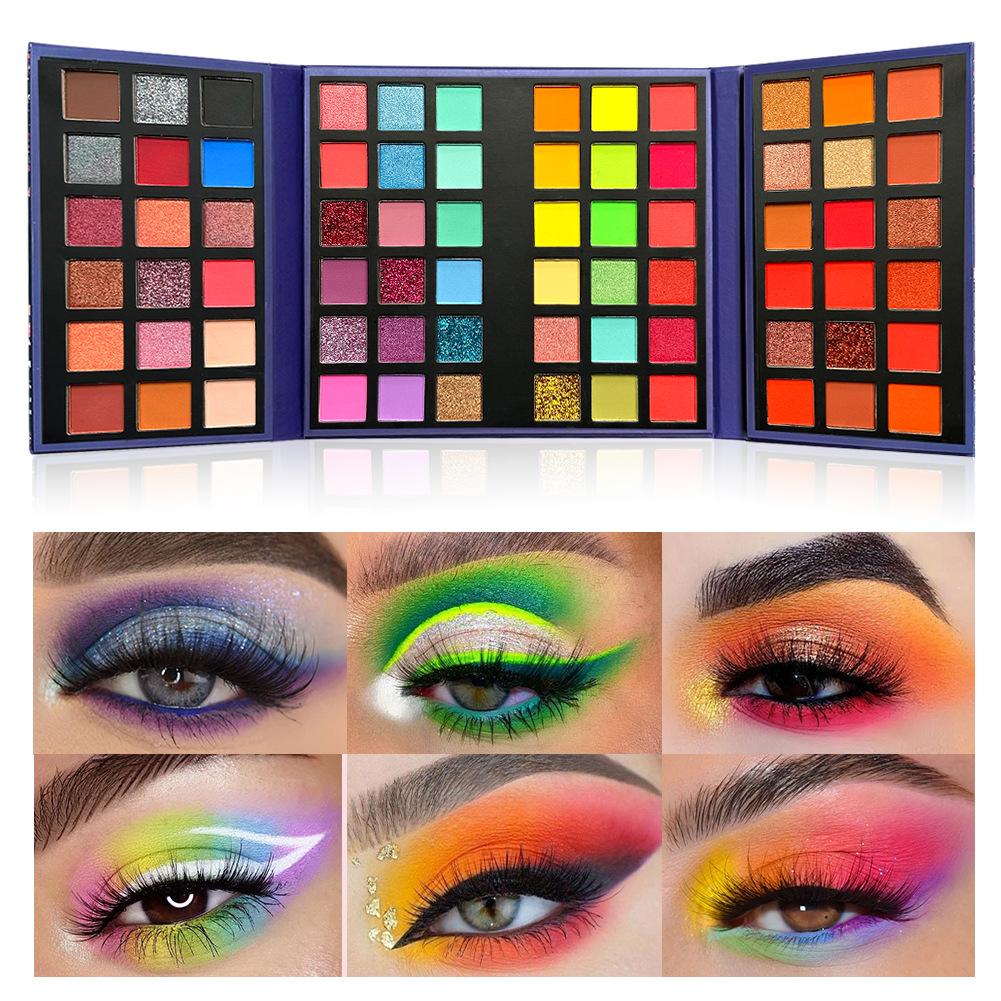 72 Colors Eyeshadow Palette Matte Shimmer Glitter Rainbow Highly Pigmented Neon Eye Makeup Palette for Stage Carnival