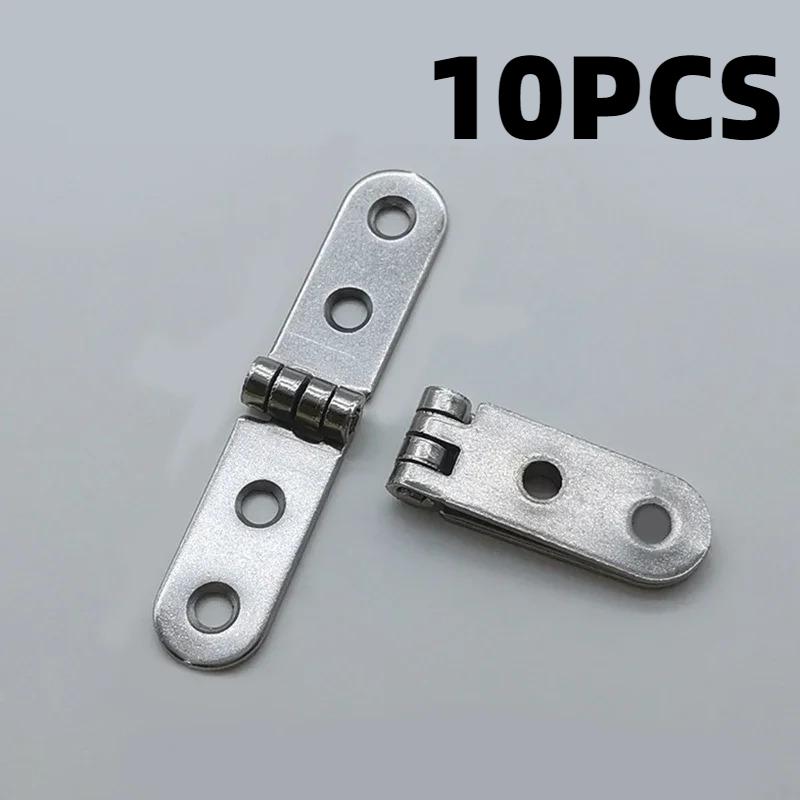 10pcs Foldable Hinge Flap Screw-On Hinges 180 Degree For Sewing Machine Cabinet Rounded Corner Buffer Hinge Furniture Hardware