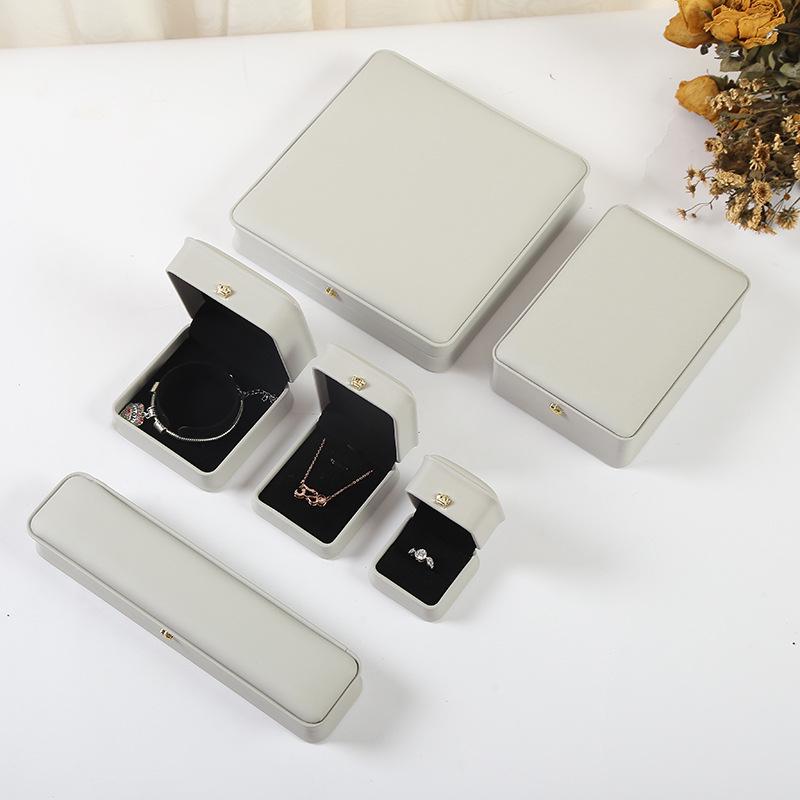Crown Buckle PU Leather Jewelry Box for Rings, Necklaces, Bracelets, and Bangles